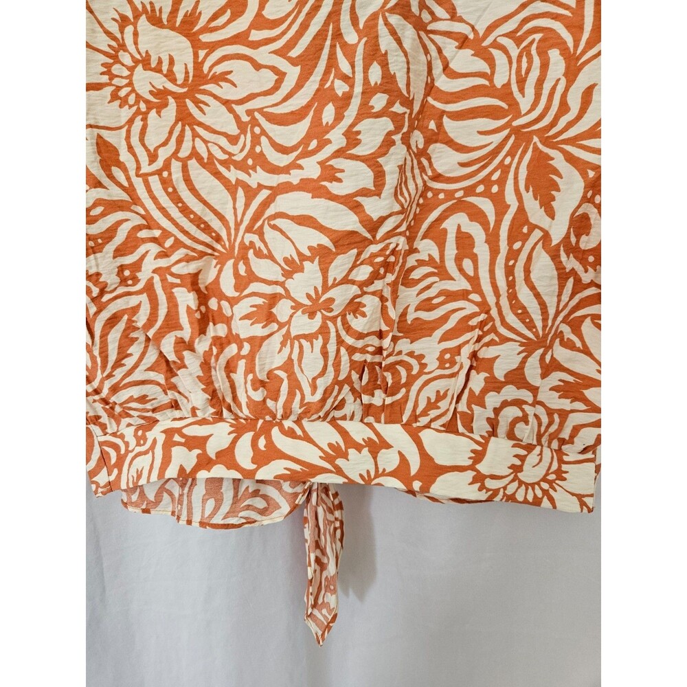 Joie Floral Print Silky Cropped Blouse, Tie Front, Short Sleeve, Size‎ S - Picture 5 of 9